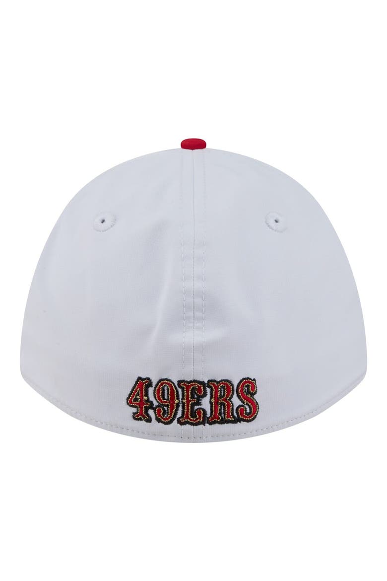 Men's New Era White/Scarlet San Francisco 49ers Patch 39THIRTY A-Frame M-Crown Perforated Flex Hat, Alternate, color, White