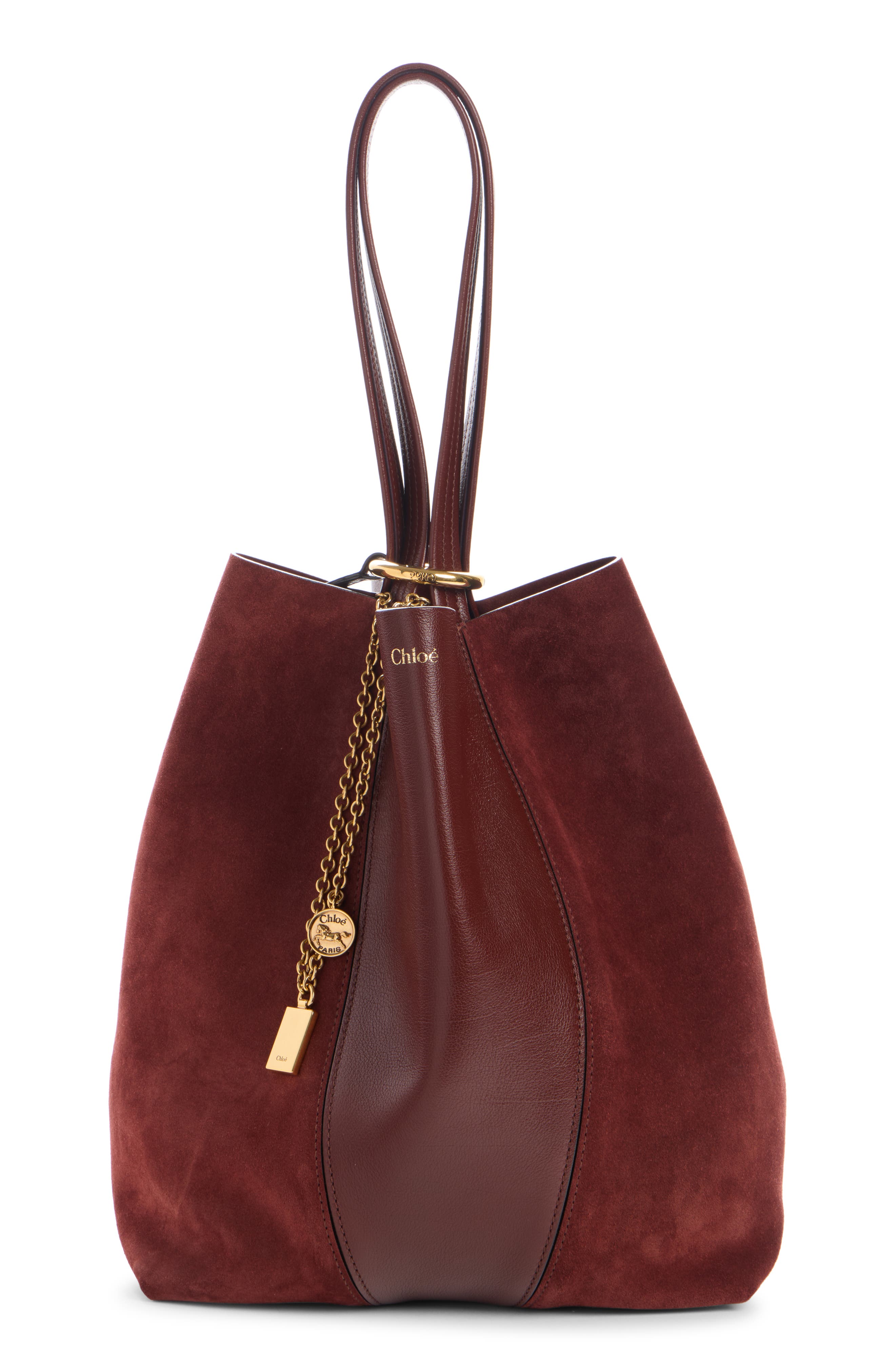 Medium Spin Leather & Suede Tote, Alternate, color, CRAFTY BROWN