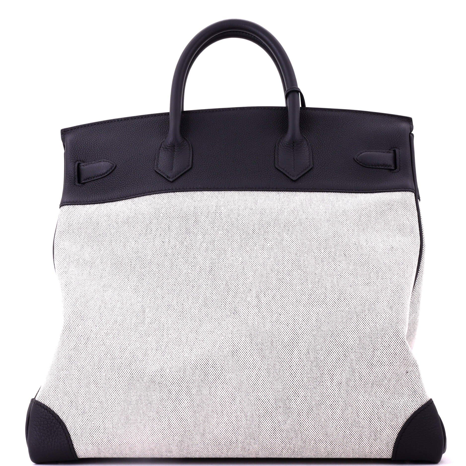 Pre-Owned Hermes HAC Birkin Bag Criss Cross Toile and Black Evercolor with Palladium Hardware 40, Alternate, color, Noir