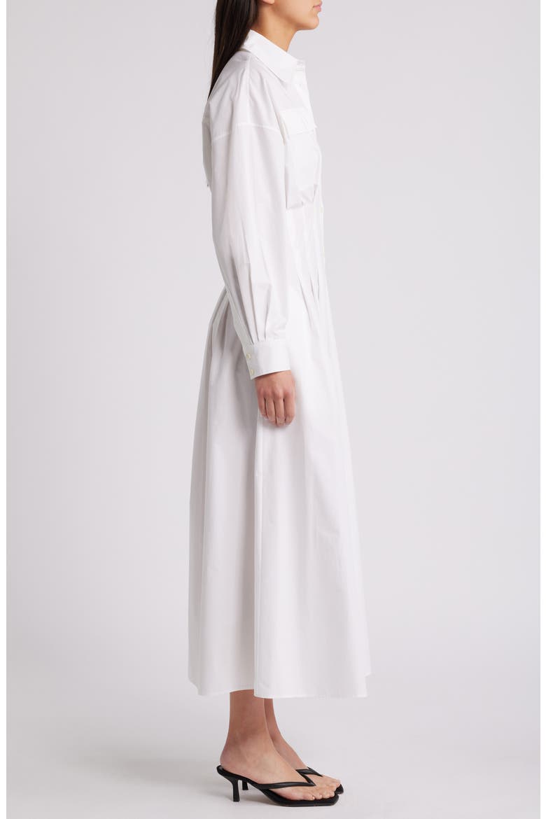 Nipped Long Sleeve Twill Maxi Dress, Alternate, color, WHITE