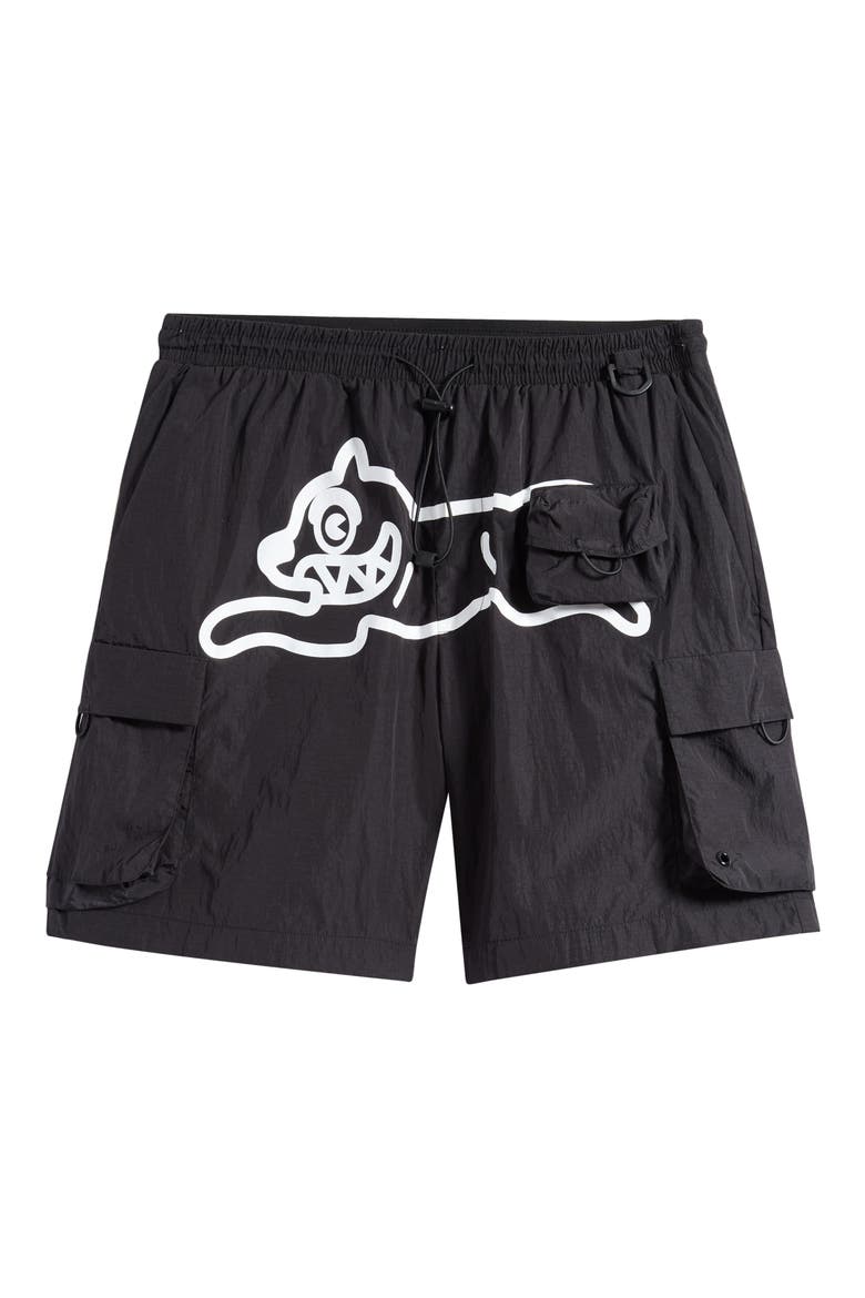 Running Dog Graphic Cargo Hiker Shorts, Alternate, color, BLACK