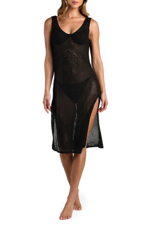 Cove Lattice Sheer Open Stitch Cover-Up Dress