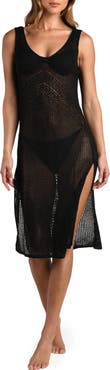 L'AGENCE Cove Lattice Sheer Open Stitch Cover-Up Dress