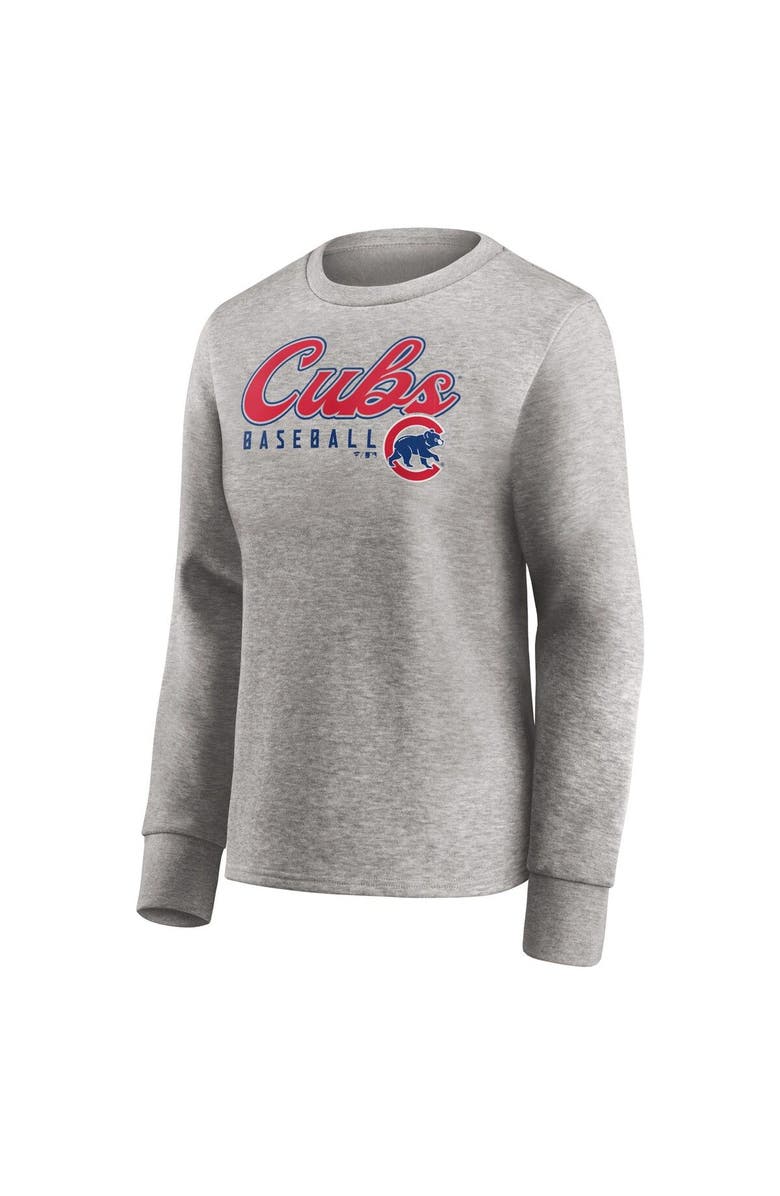 FANATICS Women's Fanatics Branded Heathered Gray Chicago Cubs Crew Pullover Sweater, Alternate, color, 
