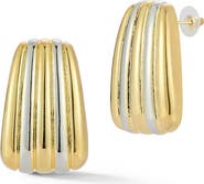 GLAZE JEWELRY Two Tone J-Huggie Earrings