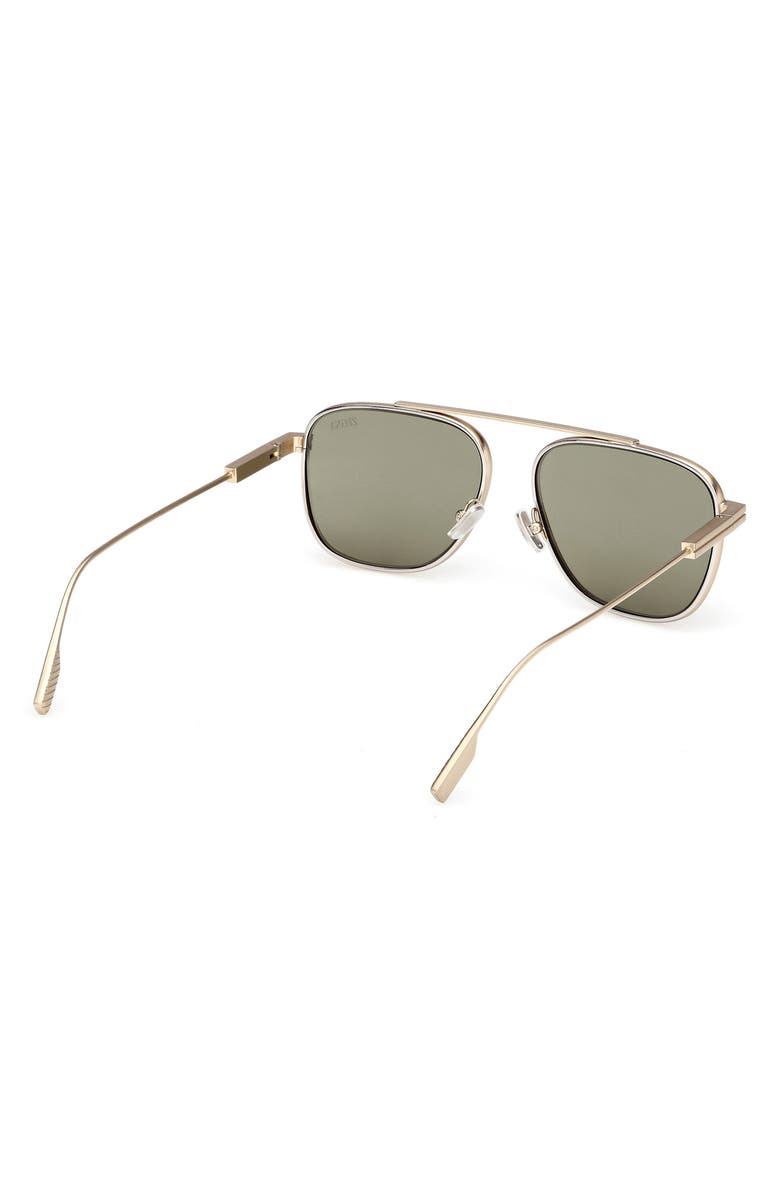 ZEGNA 57mm Geometric Sunglasses, Alternate, color, Matte Satin Gold Metal