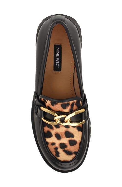 Nine West Gables Genuine Calf Hair Lug Sole Loafer In Black