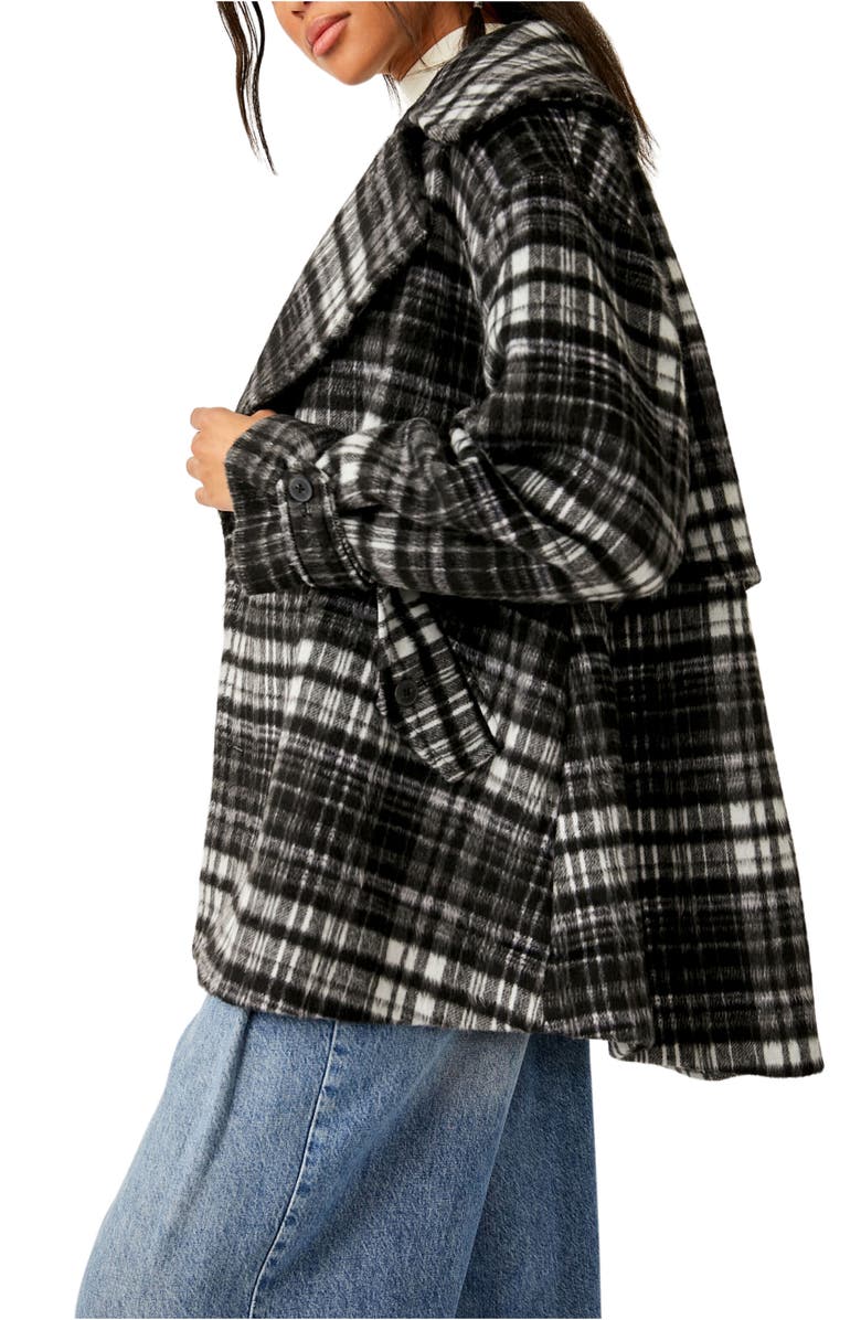 Free People Highlands Plaid Double Breasted Peacoat, Alternate, color, 