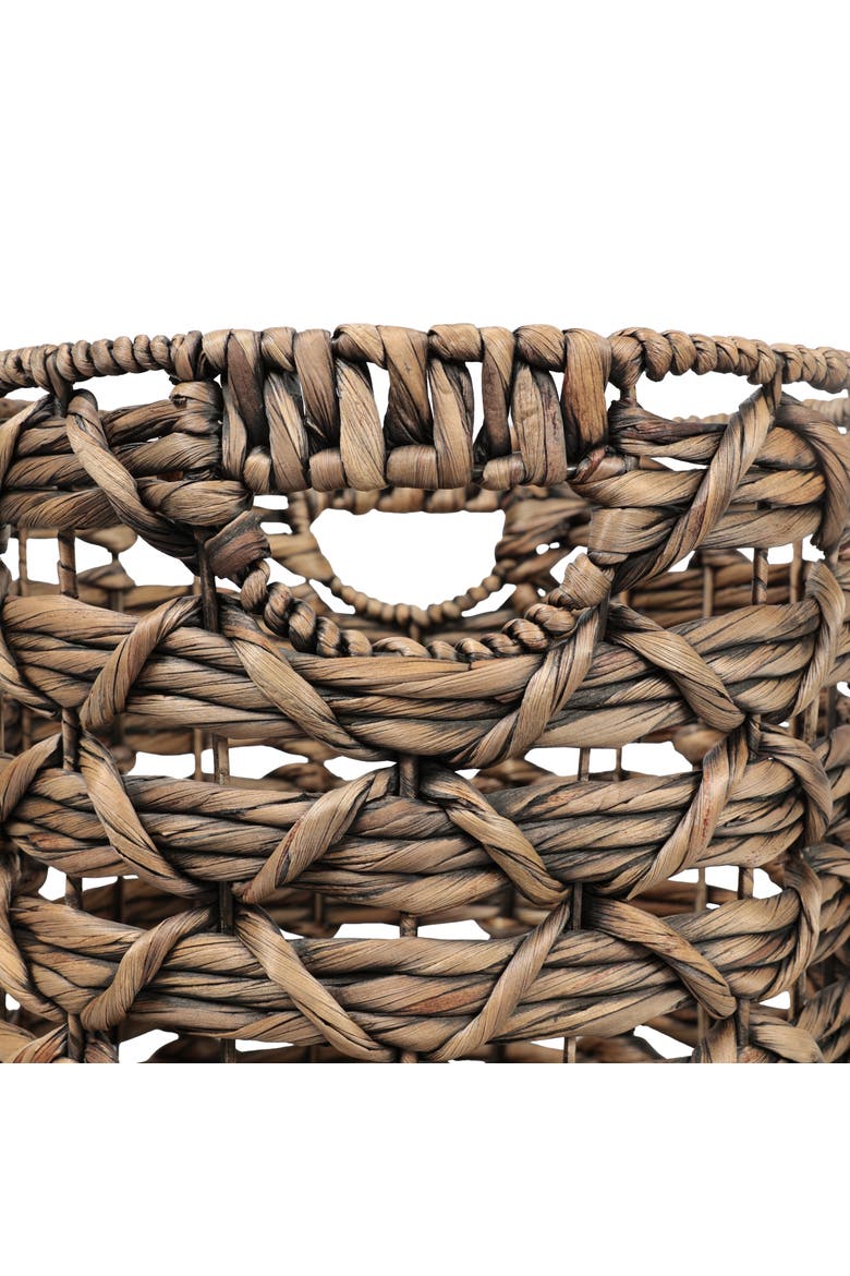 Lattice Bohemian Coastal Handwoven Water Hyacinth Rope Nesting Baskets with Handles, Alternate, color, Brown