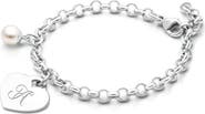 Tiny Blessings Sterling Silver Classic Charm Bracelet & Engraved Initial 6.25" Bracelet