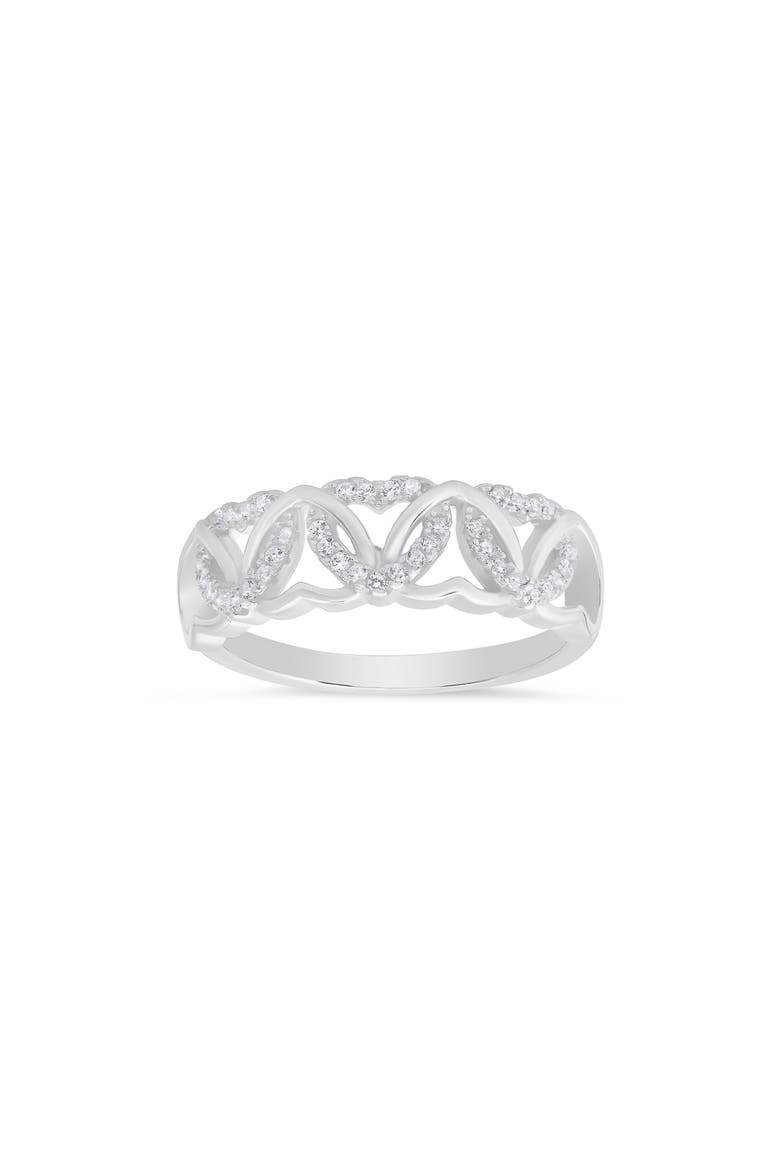 Sterling Silver Interlock Cubic Zirconia Heart Ring, Main, color, SILVER