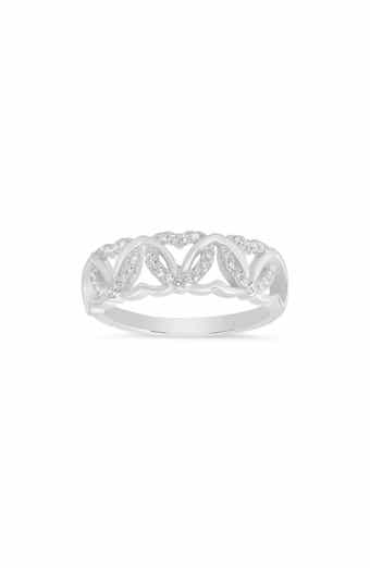 Sterling Silver Interlock Cubic Zirconia Heart Ring