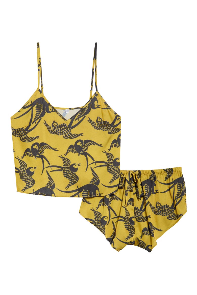 Sateen Fringe Pajamas, Alternate, color, ANTIQUE SWALLOWS