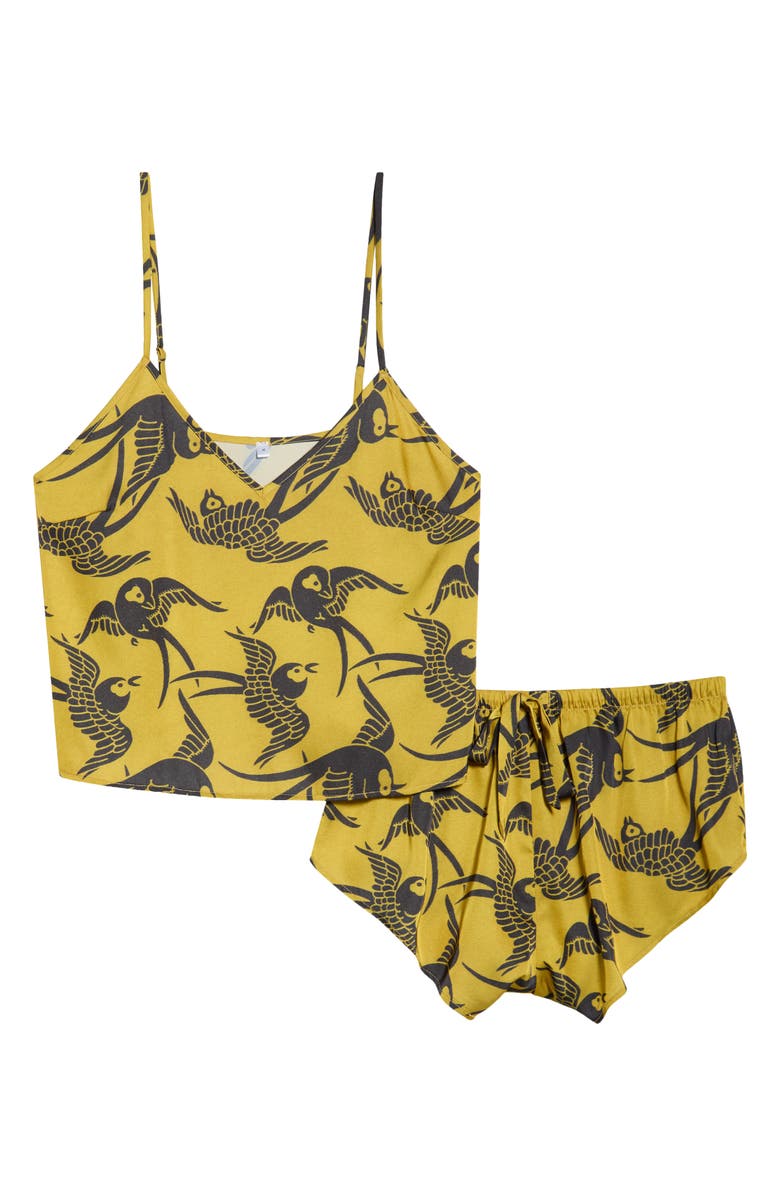 KILO BRAVA Sateen Fringe Pajamas, Alternate, color, Antique Swallows