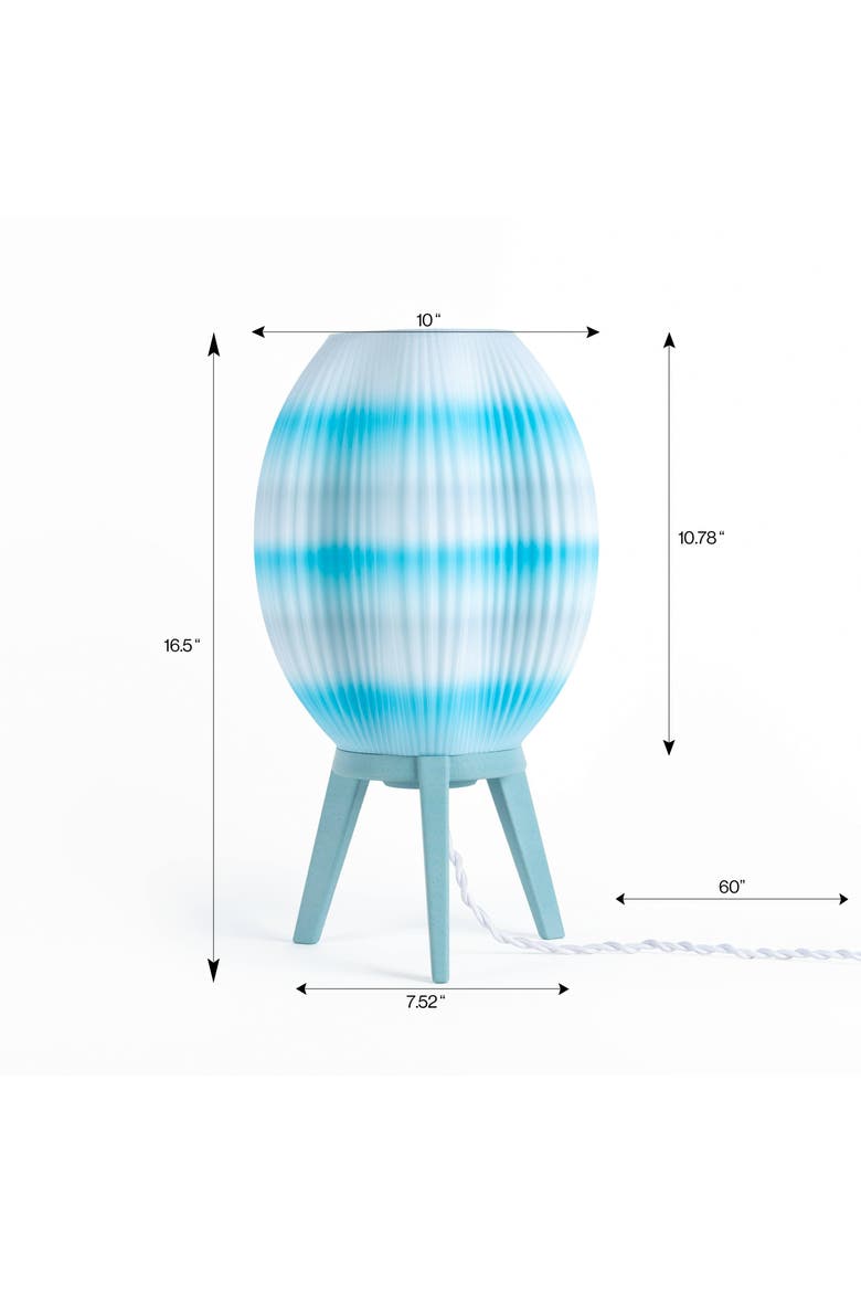 Wavy 16.5" Modern Contemporary Plant-Based PLA 3D Printed Dimmable LED Table Lamp, Alternate, color, Blue/White