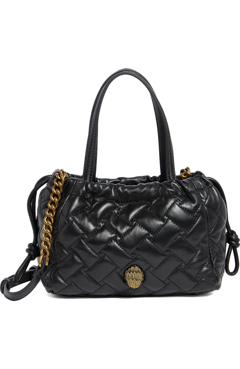 Kurt Geiger London Small Kensington Leather Drawstring Tote, Main, color, Black