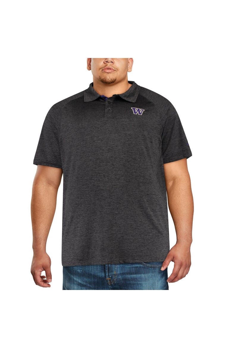 Men's Colosseum Black Washington Huskies Big & Tall Down Swing Polo, Alternate, color, Black