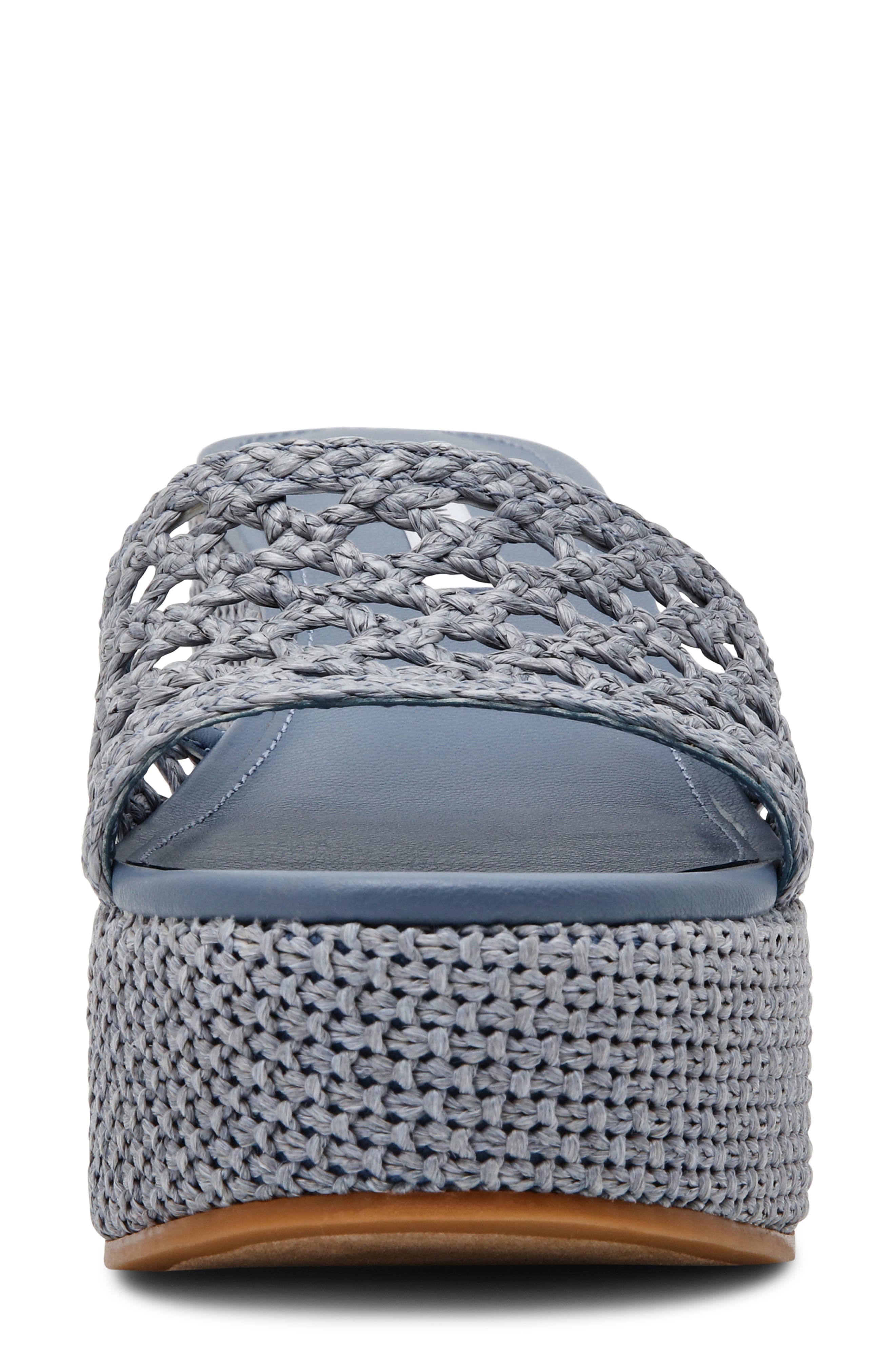 Torch Platform Slide Sandal, Alternate, color, BLUE RAFFIA