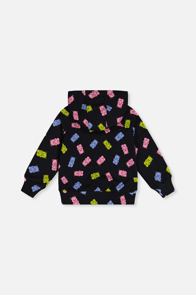Gummy Bears Raglan Sleeves Hoodie, Alternate, color, Black Printed Gummy Bears