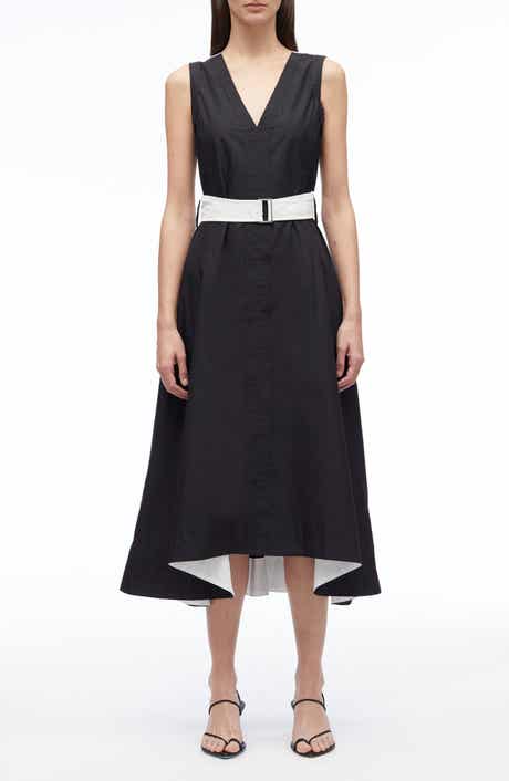 Belted Poplin Midi Dress