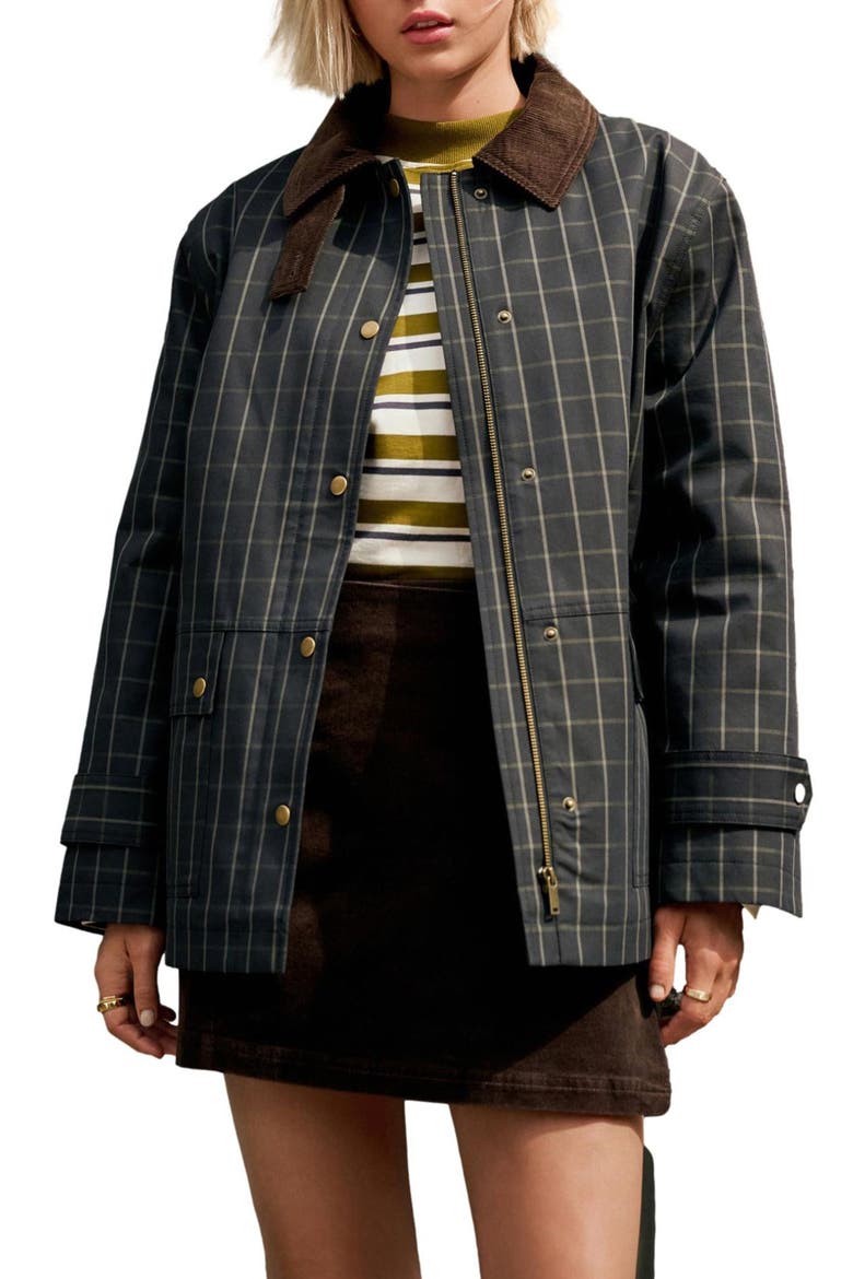 Corduroy Collar Waxed Jacket, Main, color, BLUE