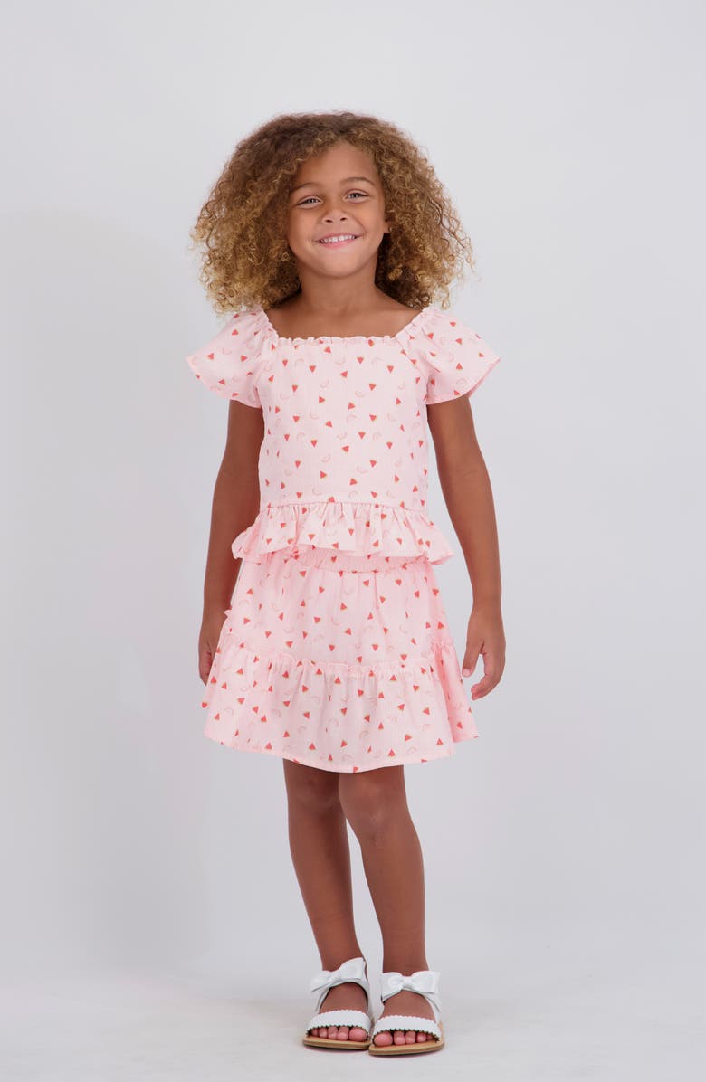 Andy & Evan Smocked Top & Skort Set, Alternate, color, Pkt- Pink Watermelon