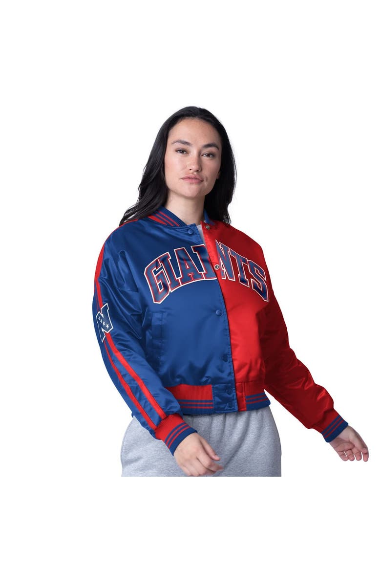 Women's Starter Red/Royal New York Giants Cropped Full-Snap Jacket, Alternate, color, Red