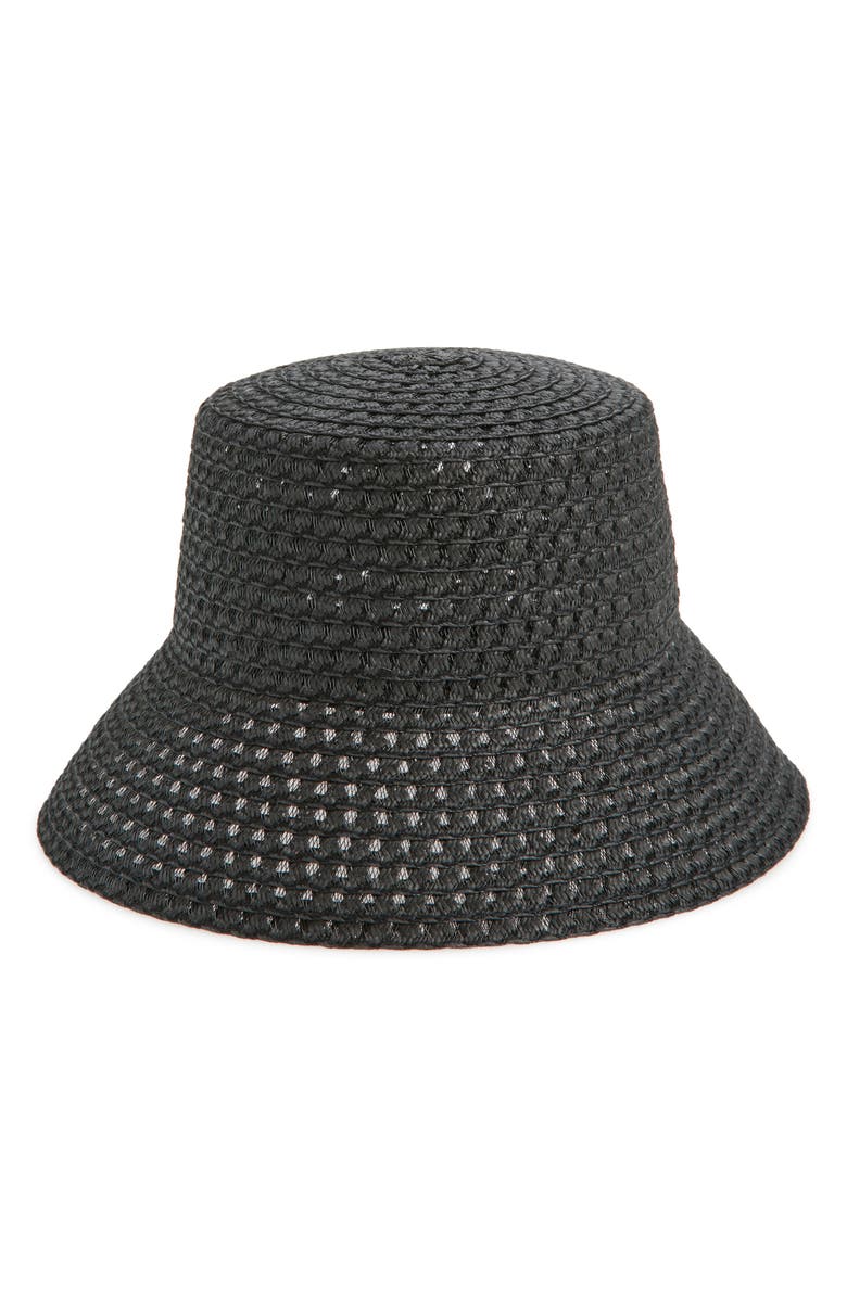 Treasure & Bond Textured Straw Bucket Hat, Main, color, Black