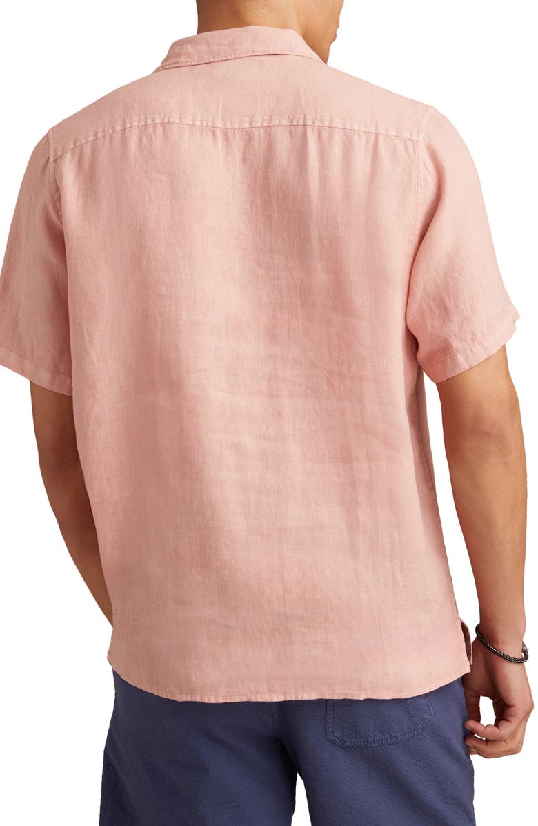 Lucky Brand Slub Linen Camp Shirt, Alternate, color, Cameo Brown