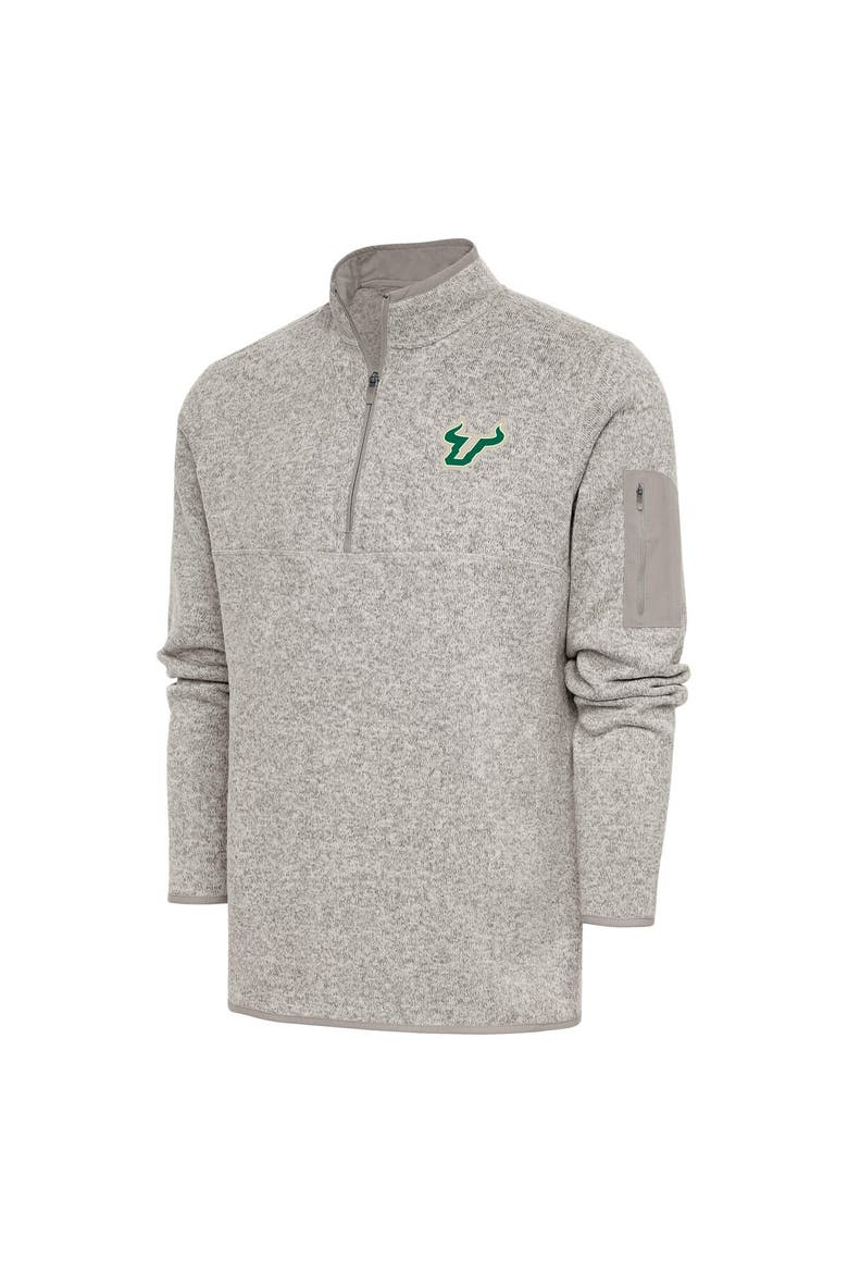 Men's Antigua Oatmeal South Florida Bulls Fortunate Digital Thermal Quarter-Zip Jacket, Main, color, Oatmeal
