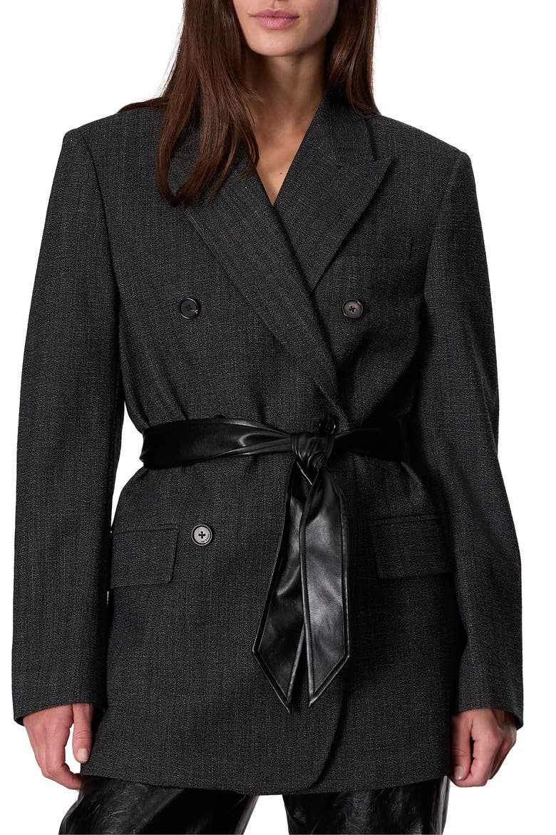 Virginia Belted Blazer, Main, color, BLACK
