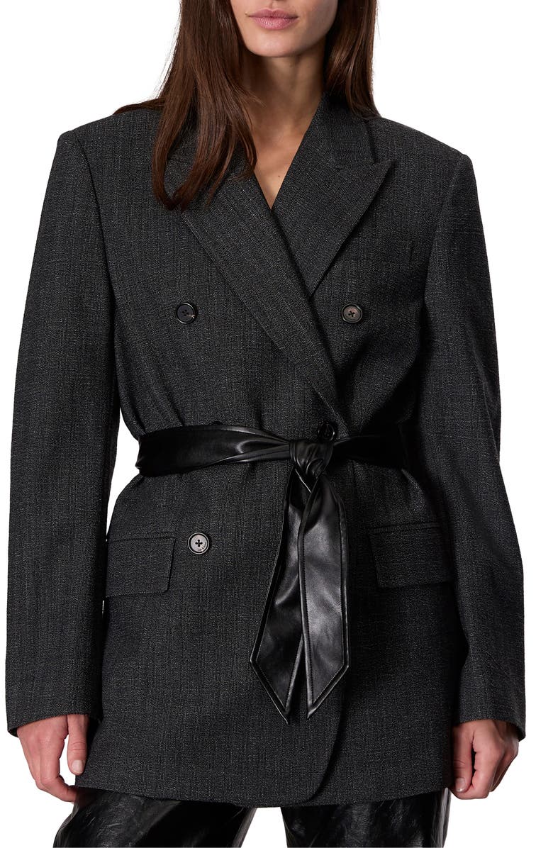 rag & bone Virginia Belted Blazer, Main, color, Black