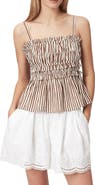 AllSaints Kali Stripe Smocked Cotton Peplum Tank