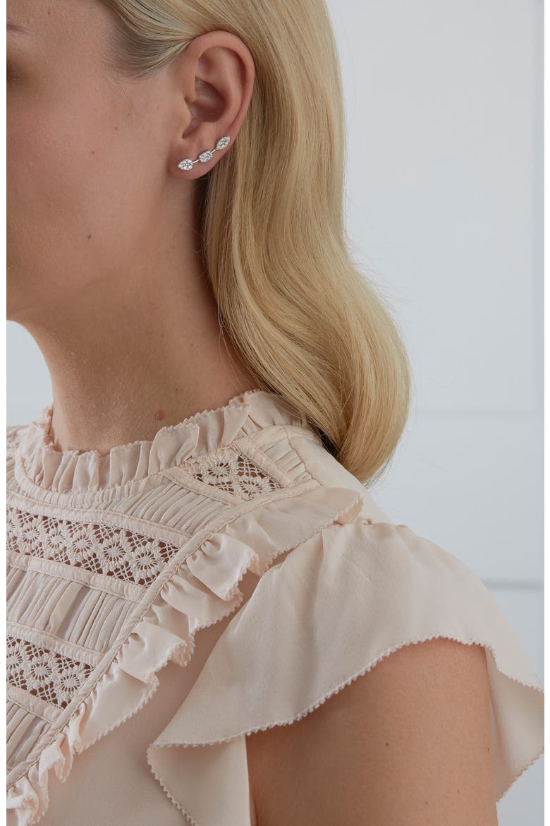 Reverie Three-Cluster Diamond Ear Crawler Earrings, Alternate, color, 18K YELLOW GOLD