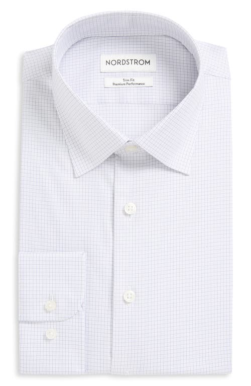 Nordstrom Trim Fit Check Premium Performance Dress Shirt In Purple Ghost Grid