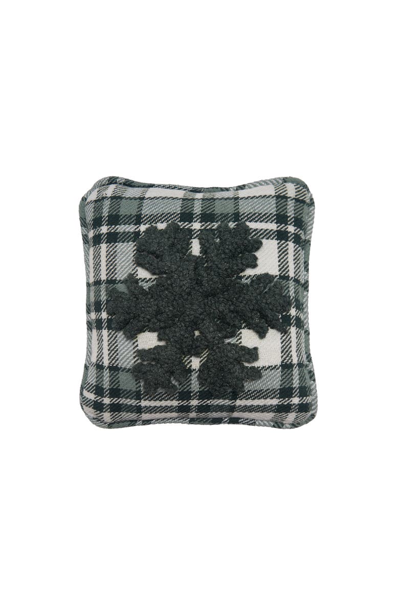 Snowflake Throw Pillow, 8" x 8", Main, color, Green