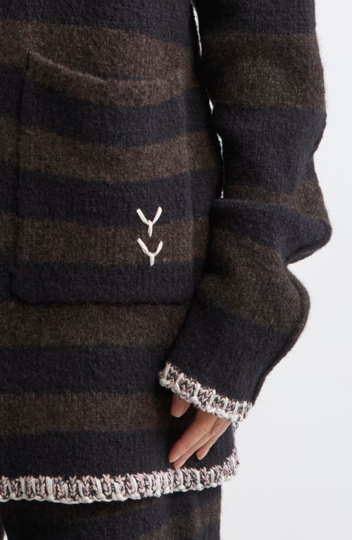 Yanyan Softi Stripe Wool Blend Work Jacket In Black