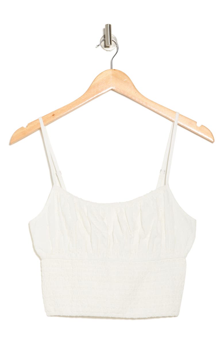 Abound Smocked Cotton Camisole, Alternate, color, White Blanc