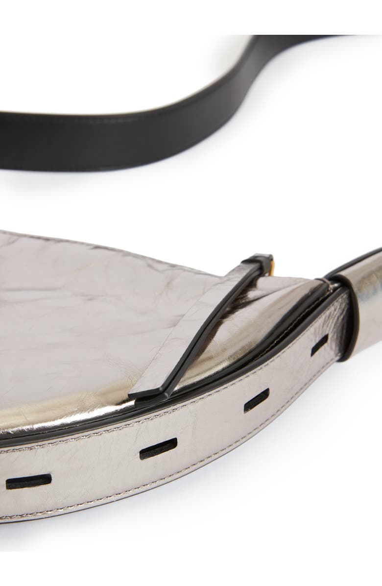 AllSaints Half Moon Metallic Leather Crossbody Bag, Alternate, color,