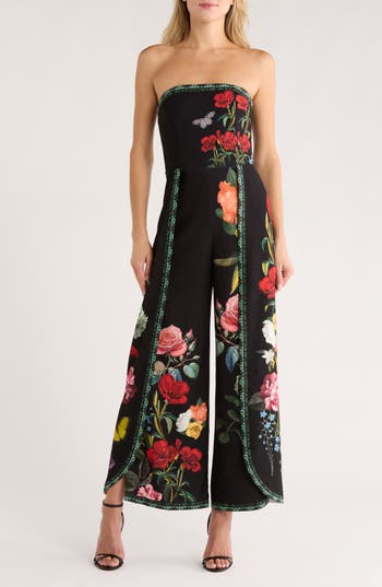 Alice And Olivia Alice + Olivia Berna Strapless Wide Leg Jumpsuit In Black