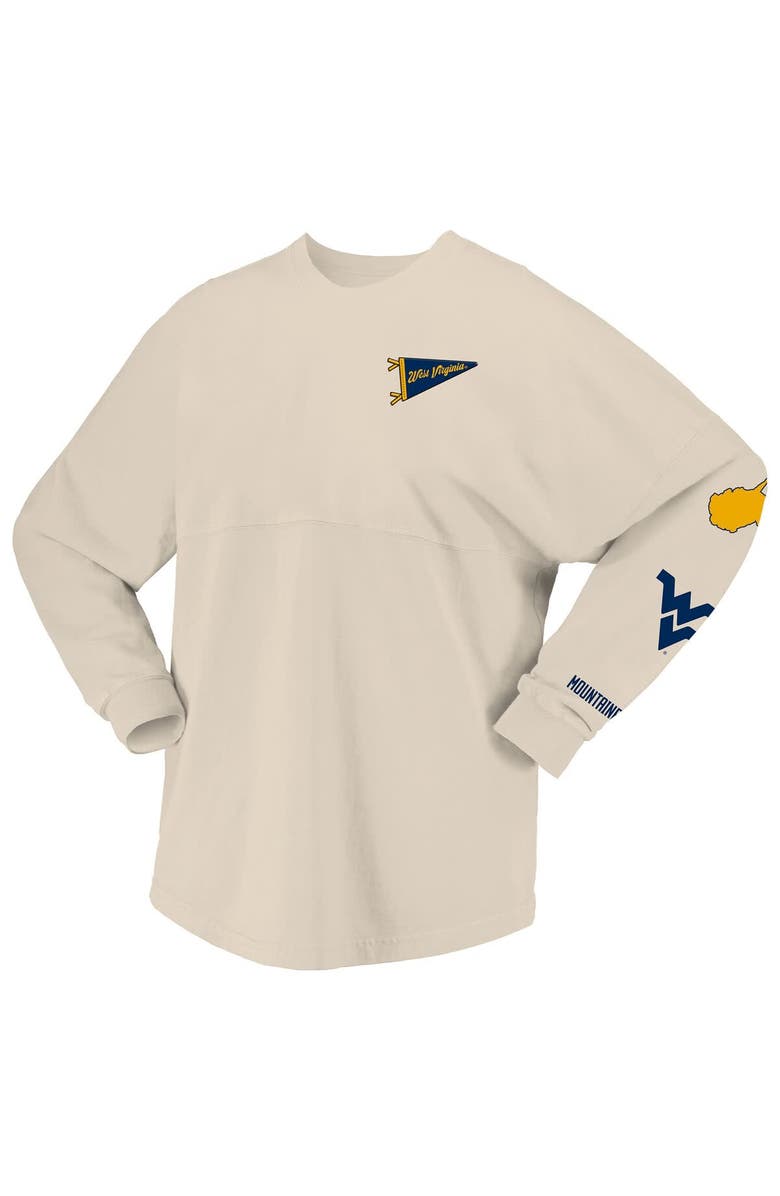 SPIRIT JERSEY Women's Spirit Jersey Natural West Virginia Mountaineers Local Long Sleeve T-Shirt, Alternate, color, Natural