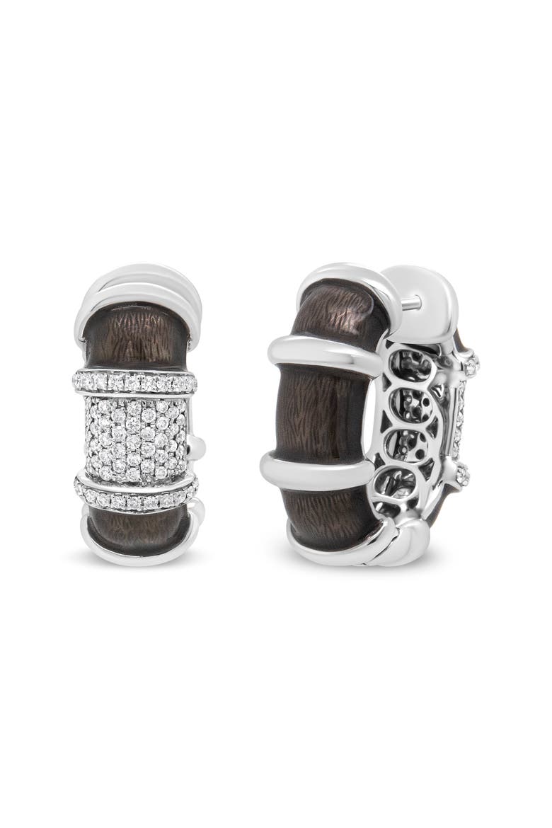 18K Gold Over Silver 5/8 Cttw Diamonds Huggie Hoop Earrings, Alternate, color, White