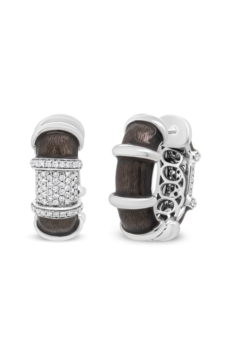 Haus of Brilliance 18K Gold Over Silver 5/8 Cttw Diamonds Huggie Hoop Earrings, Alternate, color, White