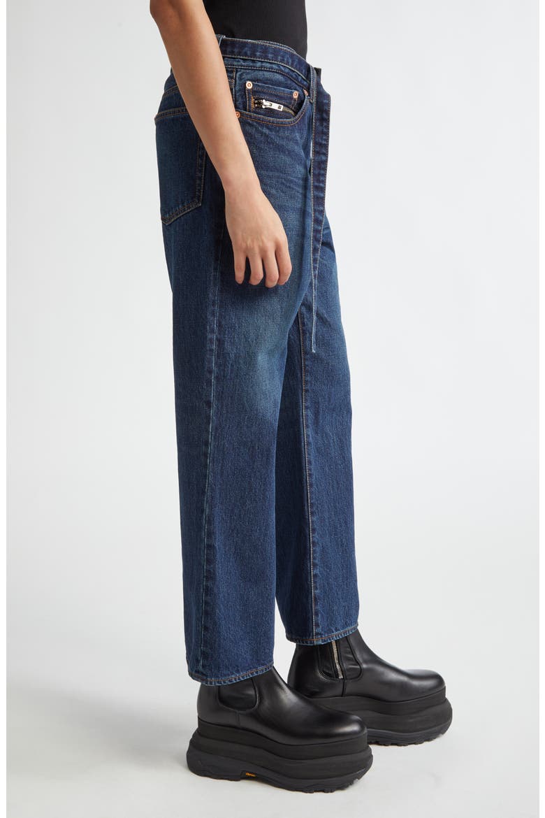 Belted Crop Bootcut Jeans, Alternate, color, BLUE