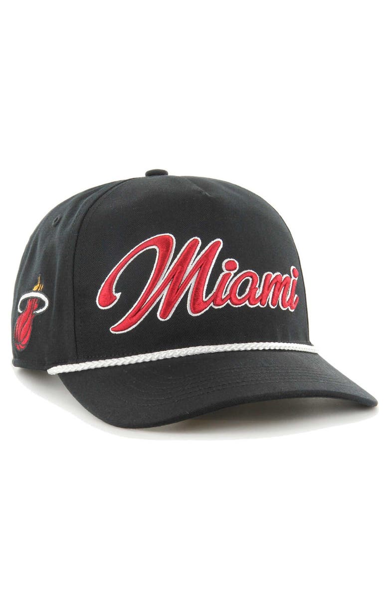 '47 Men's '47  Black Miami Heat Overhand Logo Hitch Adjustable Hat, Main, color, 