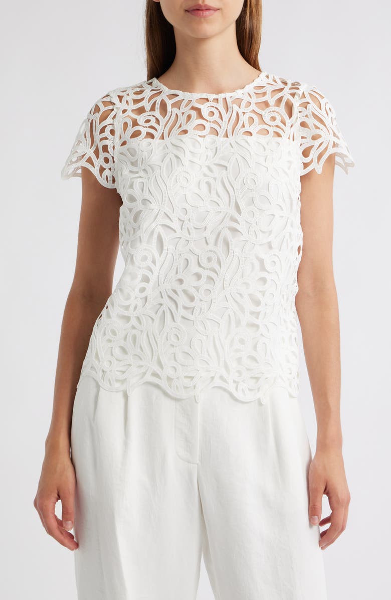 Milly Curled Lace Top, Main, color, White