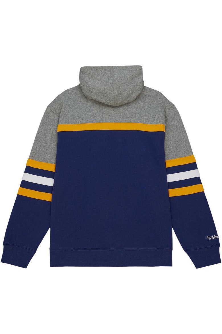 Men's Mitchell & Ness Navy West Virginia Mountaineers Head Coach Pullover Hoodie, Alternate, color, Navy