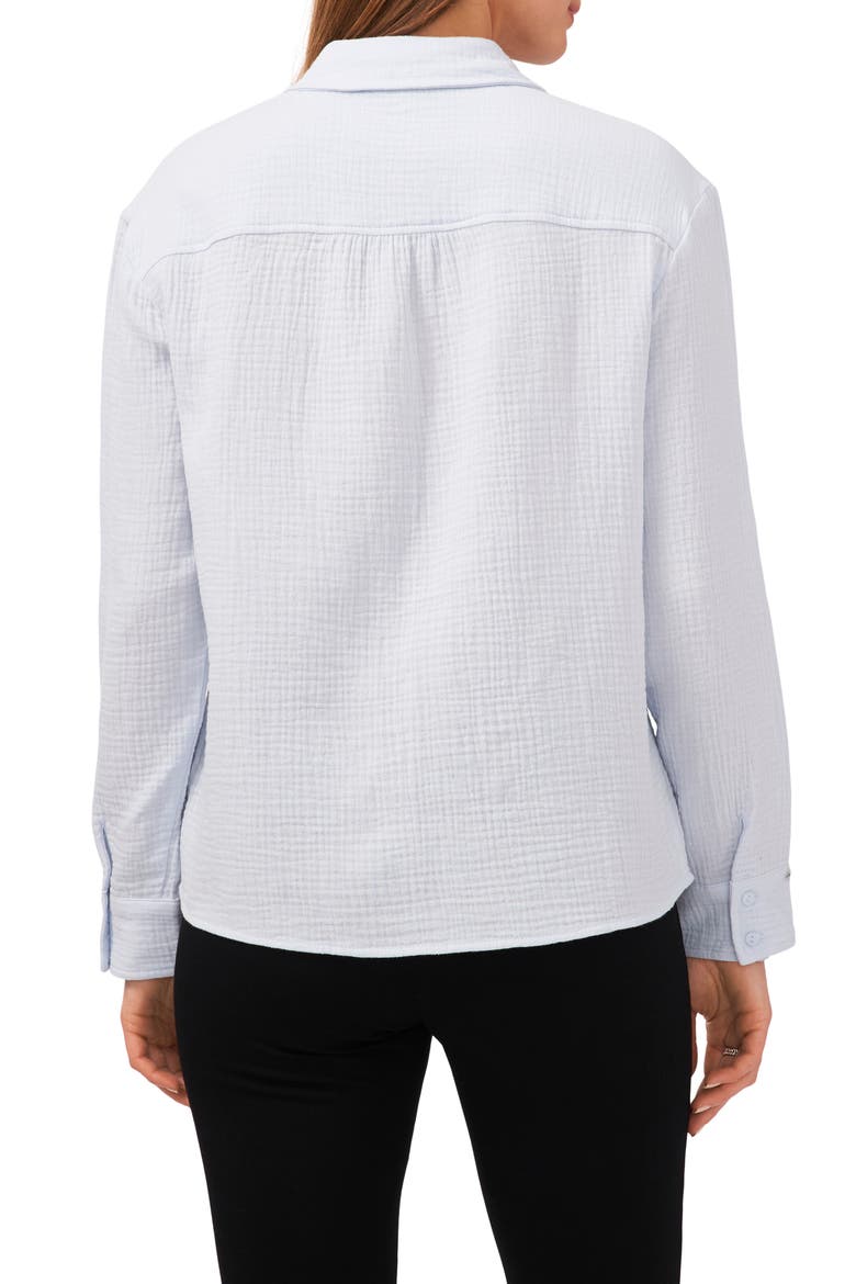 V-Neck Collared Blouse, Alternate, color, FROZEN