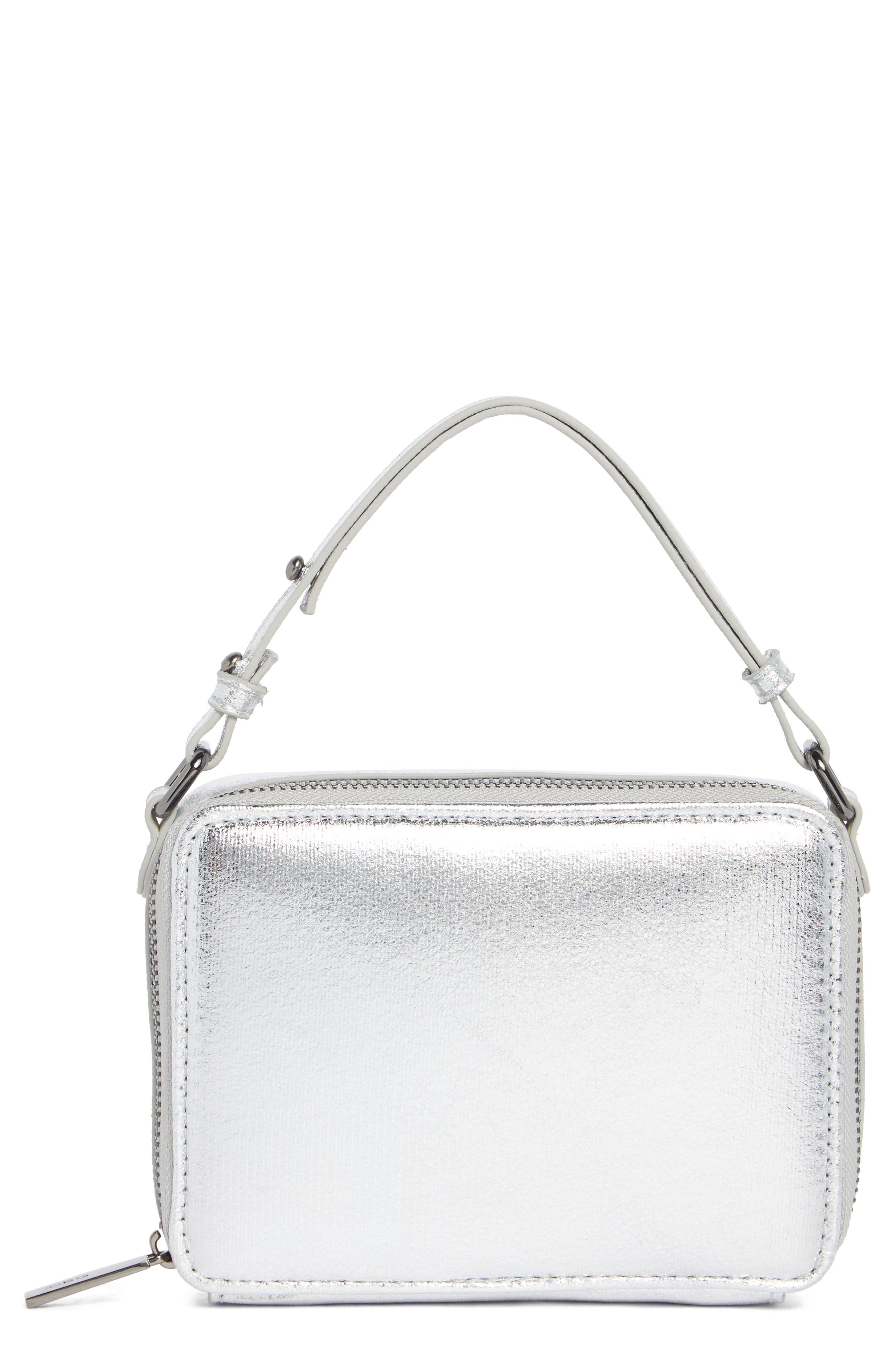 BCBG Slim Top Handle Clutch, Main, color, Silver
