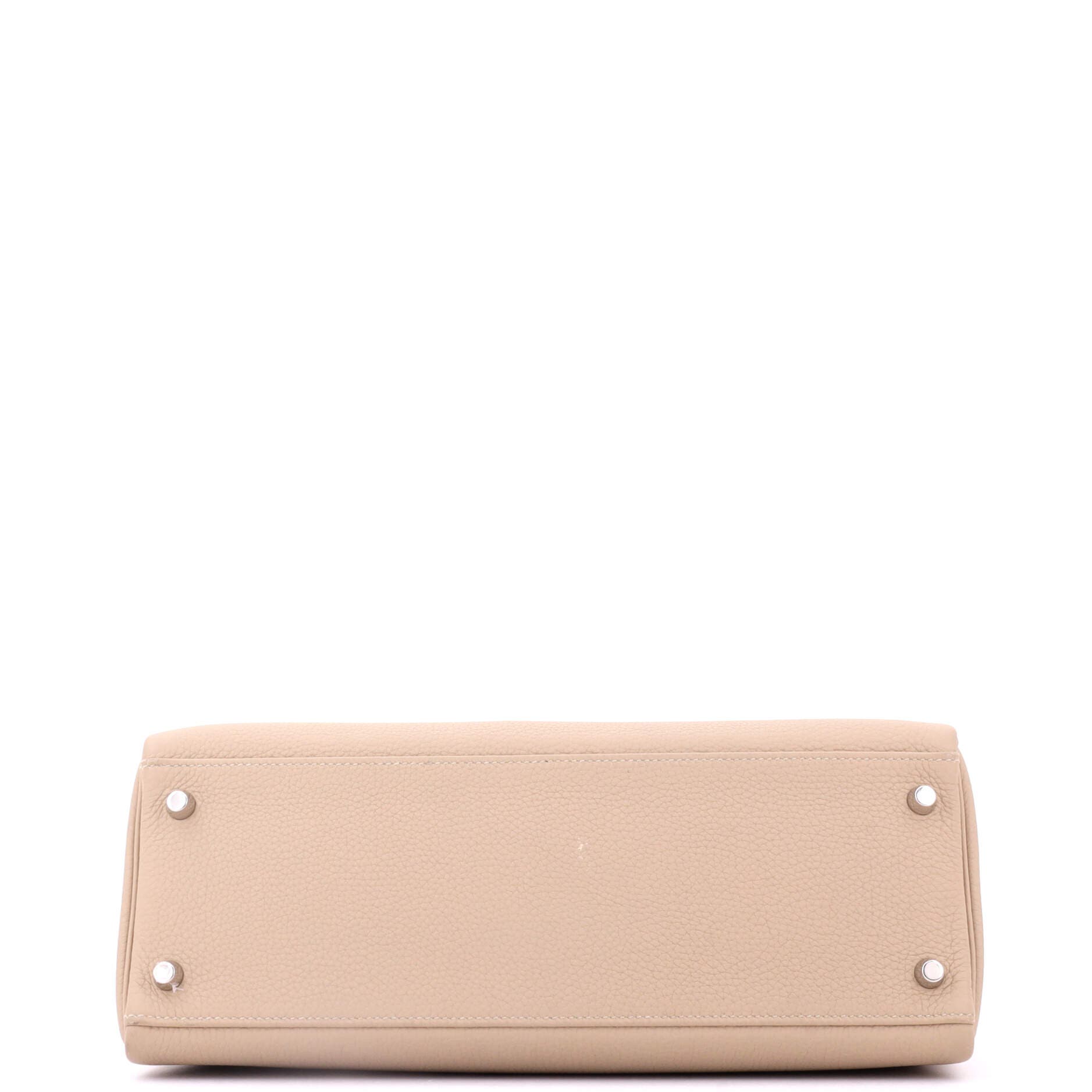 Pre-Owned Hermes Kelly Handbag Light Togo with Palladium Hardware 32, Alternate, color, Trench